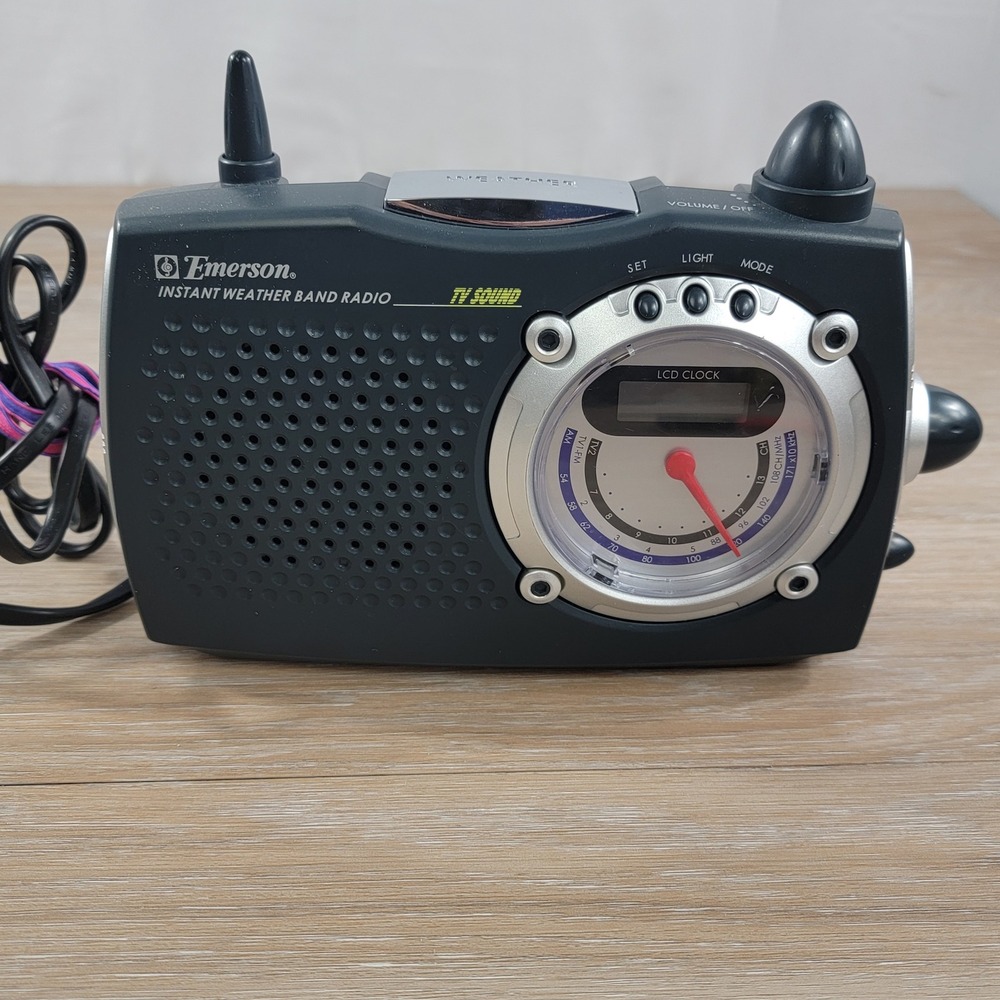 Emerson RP6249 Instant Weather Band Radio LCD Clock TV Sound AM FM Channel Tuner